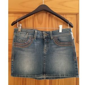 Guess Jeans denim skirt with rainbow stitching